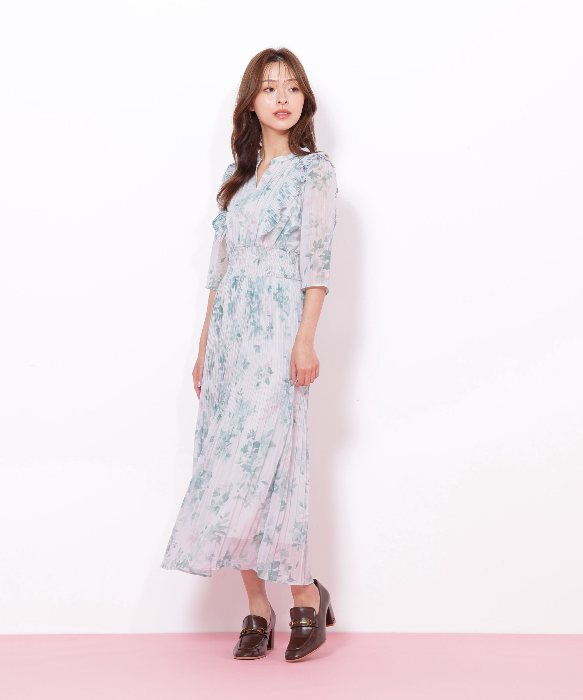  「ぼかしフラワープリントワンピース」|ワンピース|