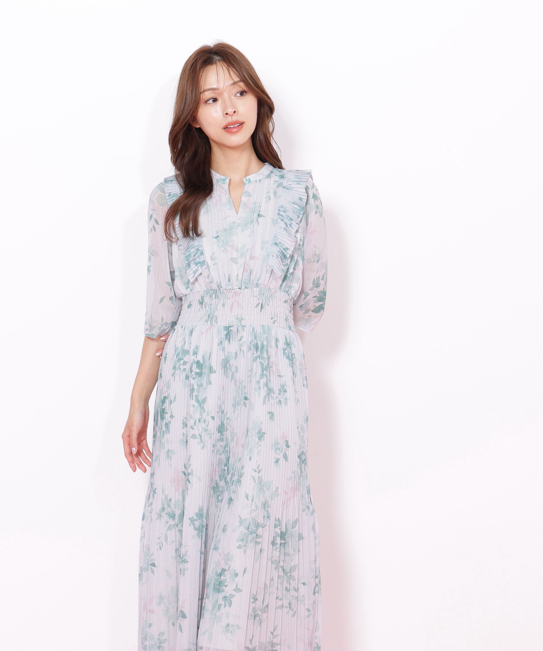  「ぼかしフラワープリントワンピース」|ワンピース|