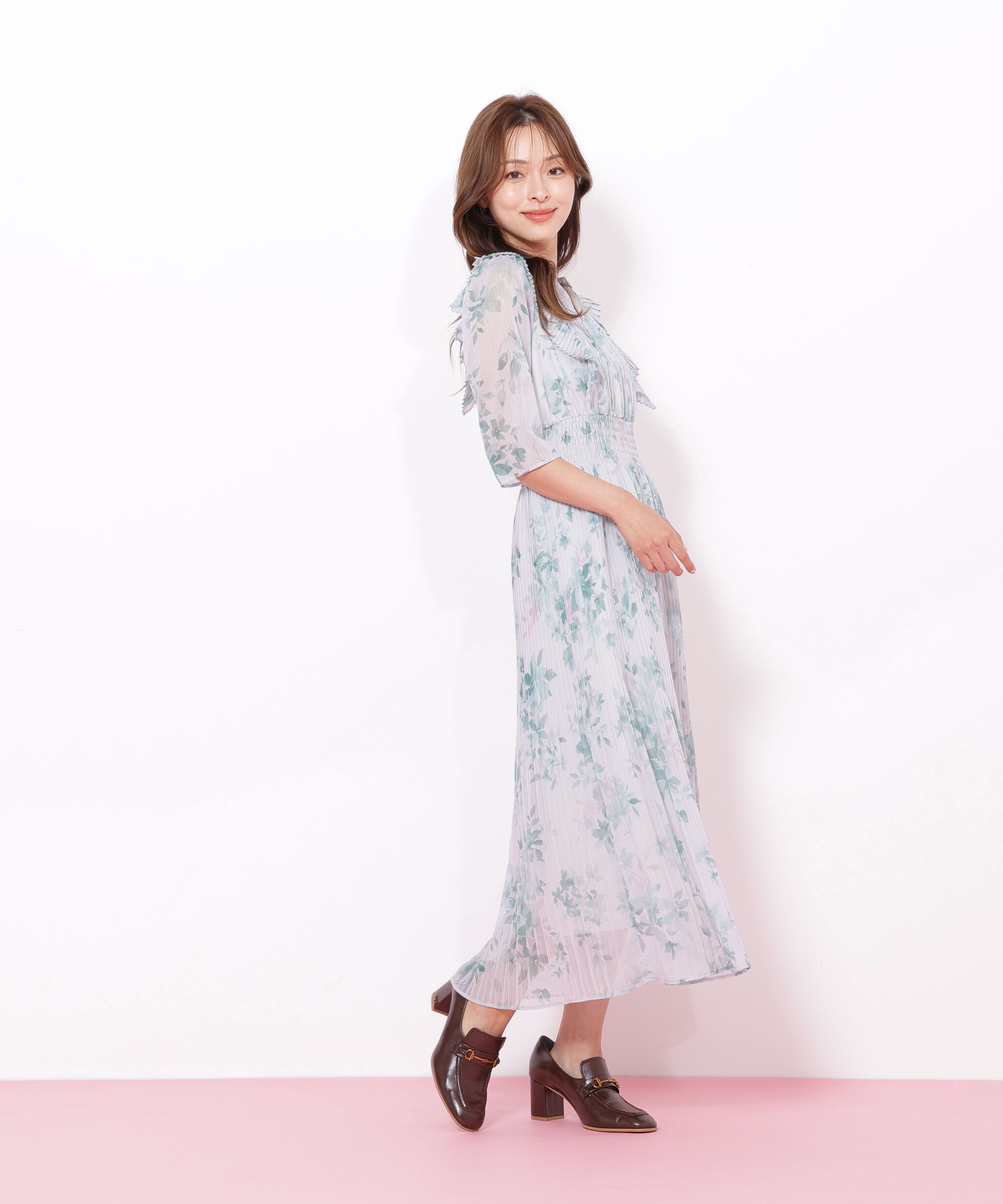  「ぼかしフラワープリントワンピース」|ワンピース|