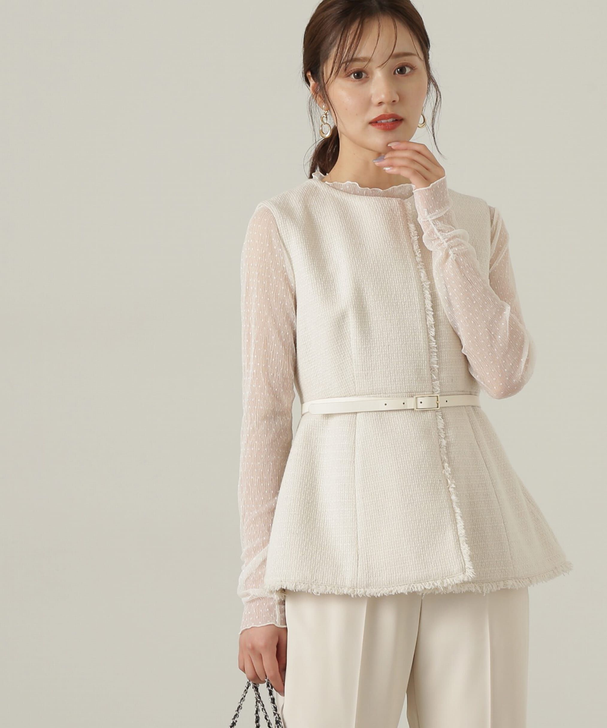 PROPORTION BODY DRESSING「チュールドットトップス24AW」|Tシャツ・カットソー|エクリュ1