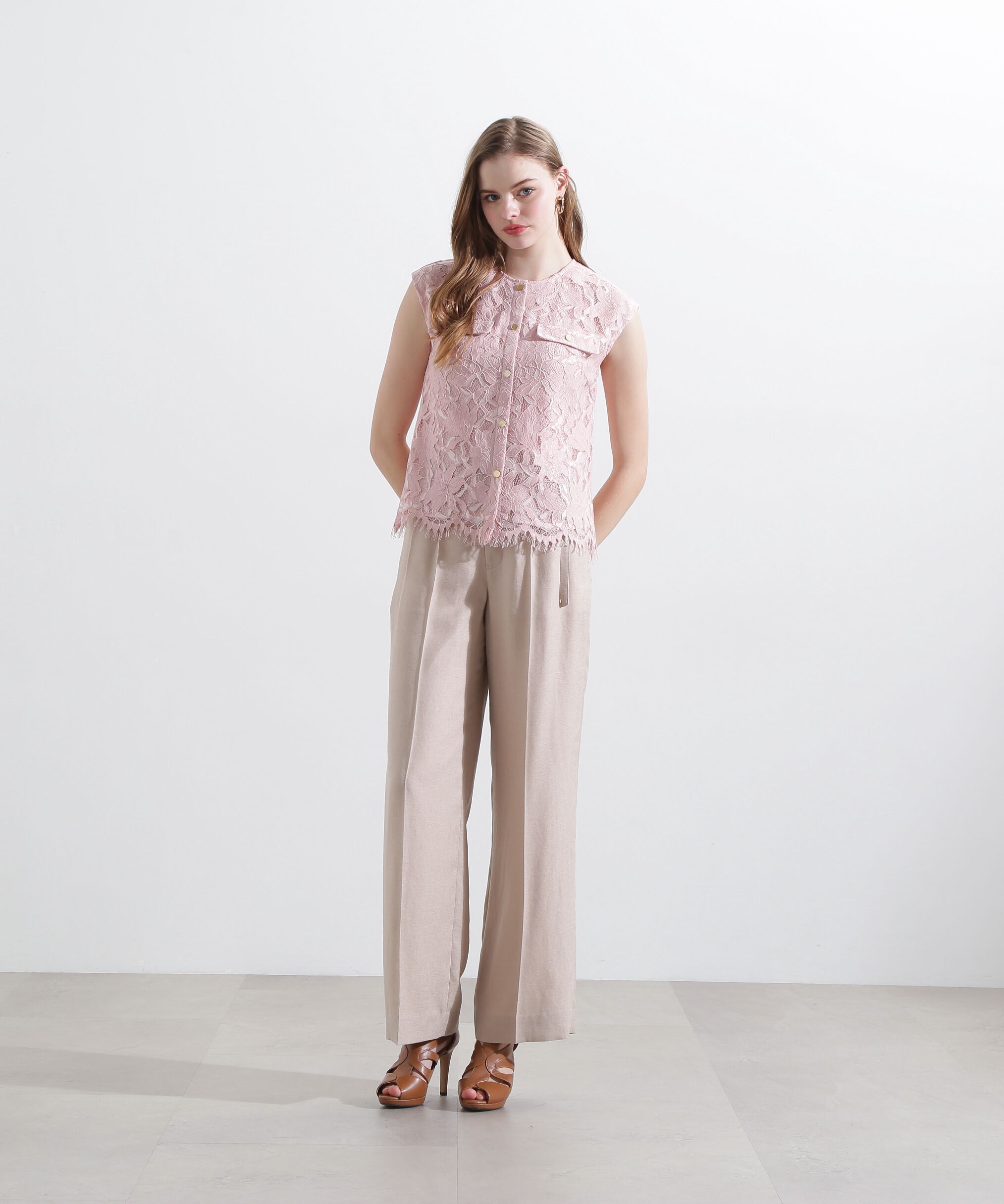  「◆フラップポケットレースブラウス」|シャツ・ブラウス|