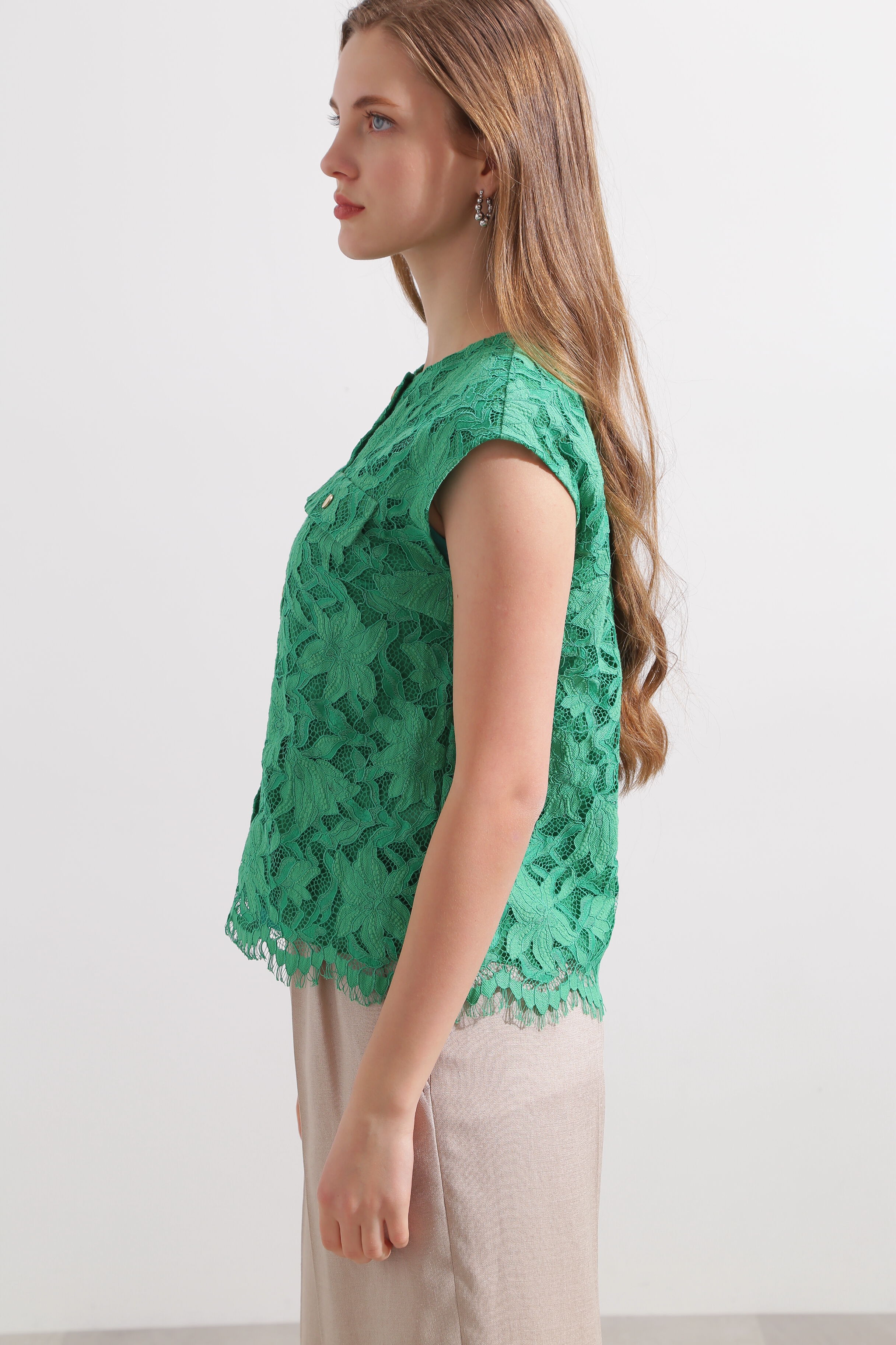  「◆フラップポケットレースブラウス」|シャツ・ブラウス|