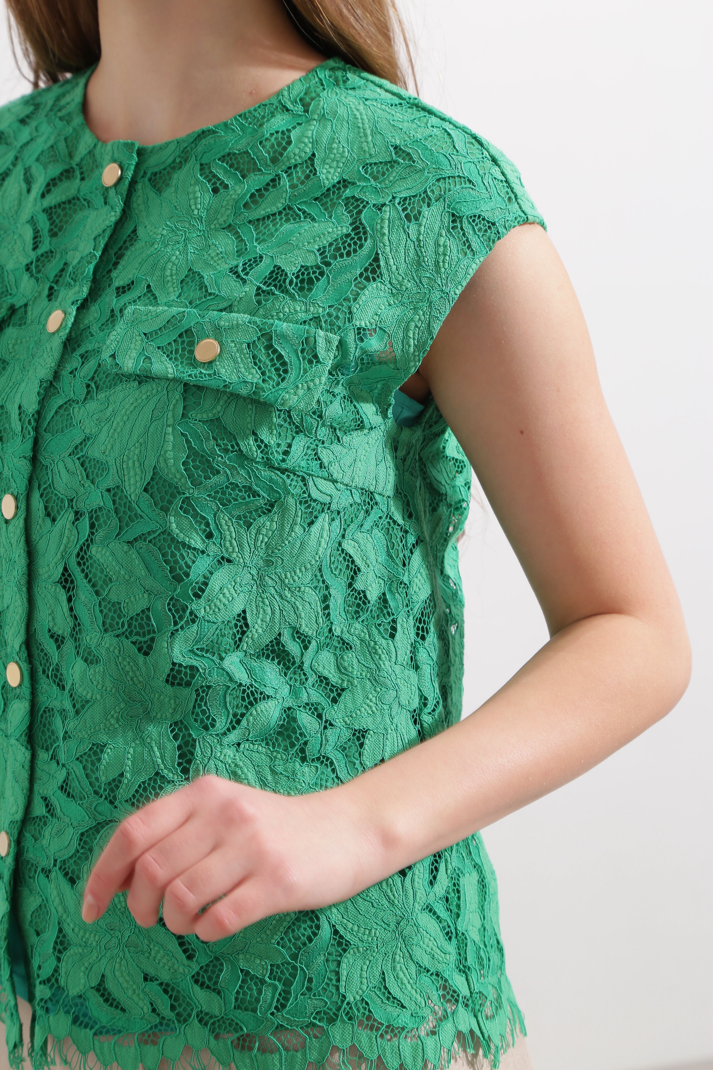  「◆フラップポケットレースブラウス」|シャツ・ブラウス|