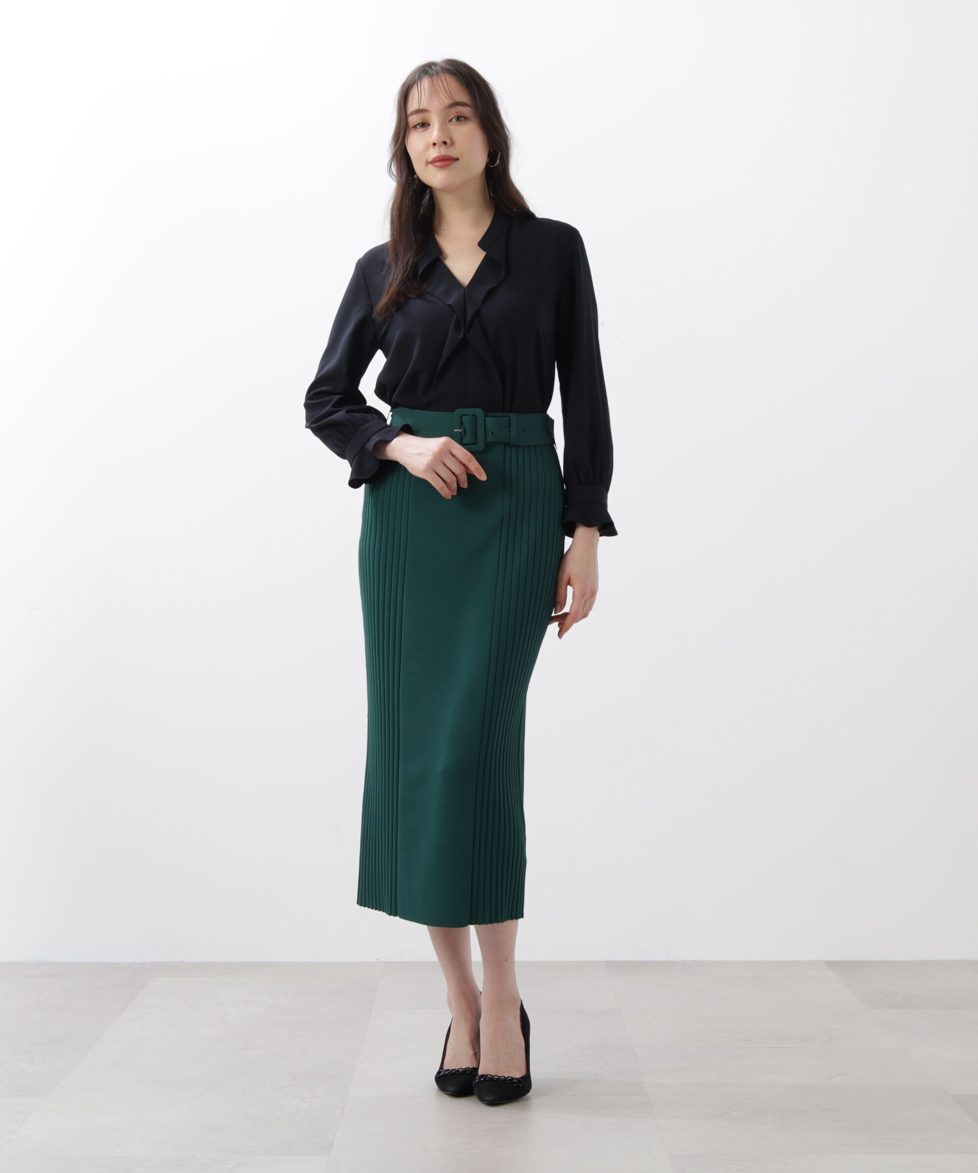  「◆バンドカラーラッフルブラウス」|シャツ・ブラウス|