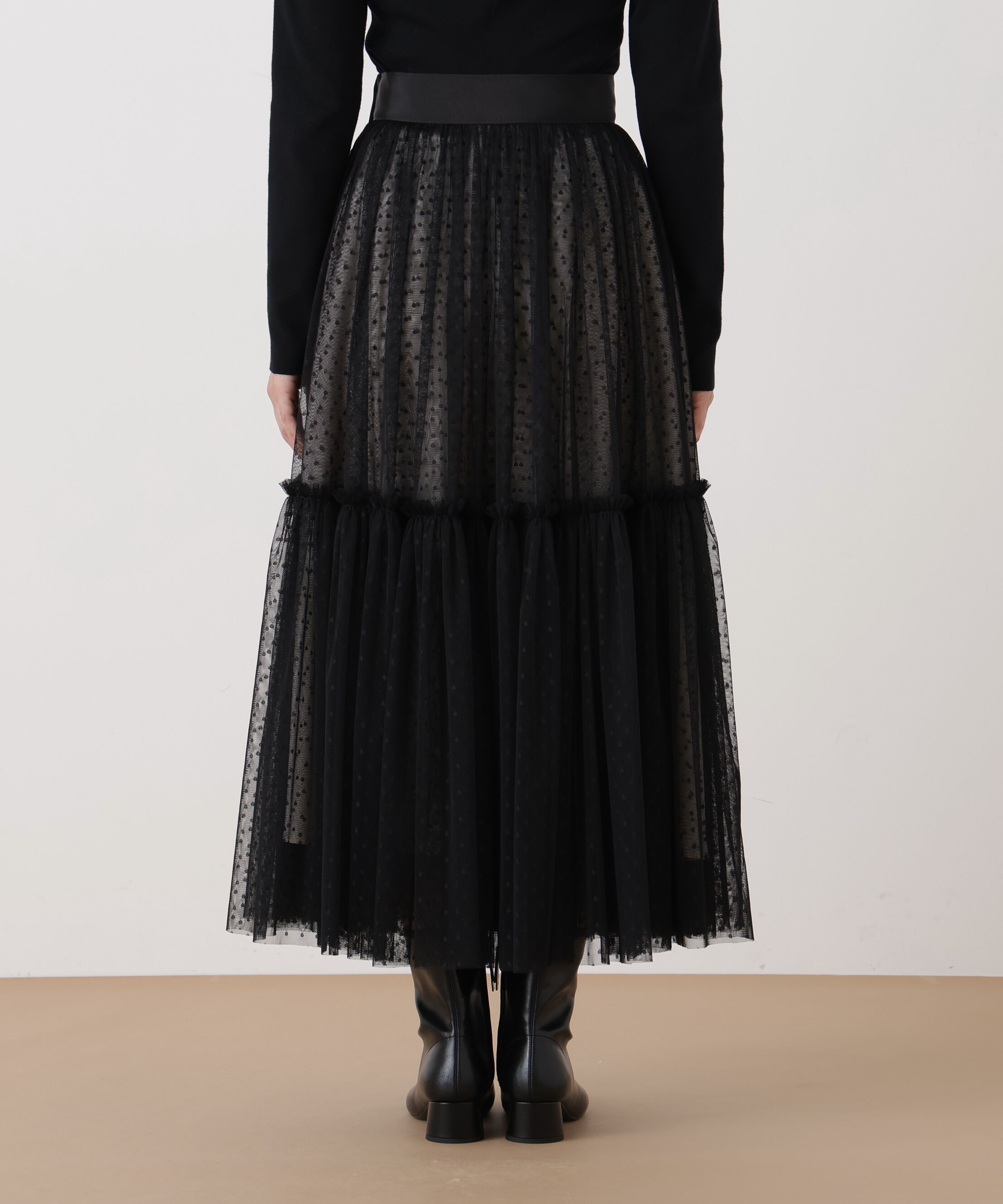  「◆ドットチュールギャザーティアードスカート」|スカート|