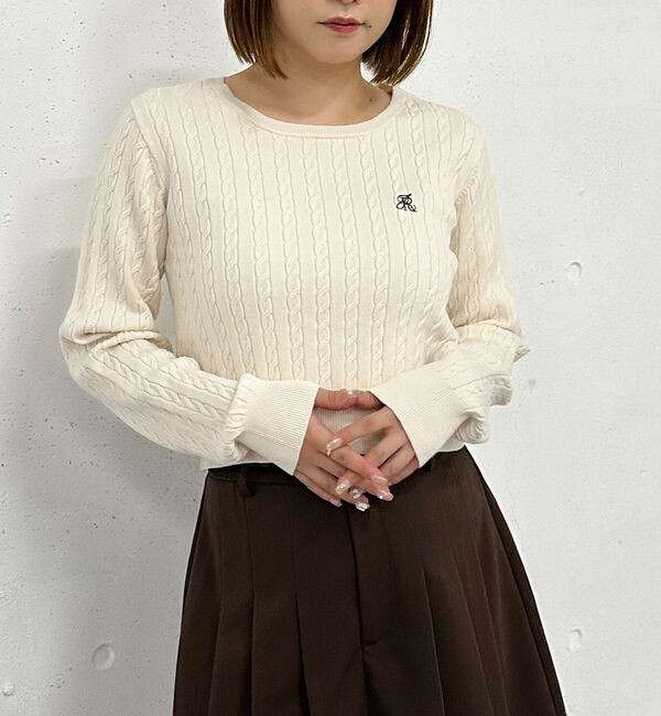 archives「ロゴ刺繍ケーブルニットプルオーバー」|ニット・セーター|