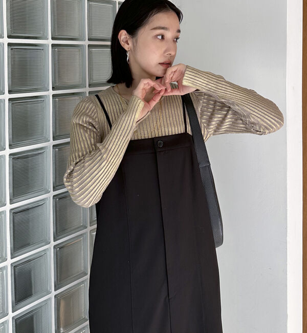 Doux archives「メタリックリブニット」|ニット・セーター|GOLD