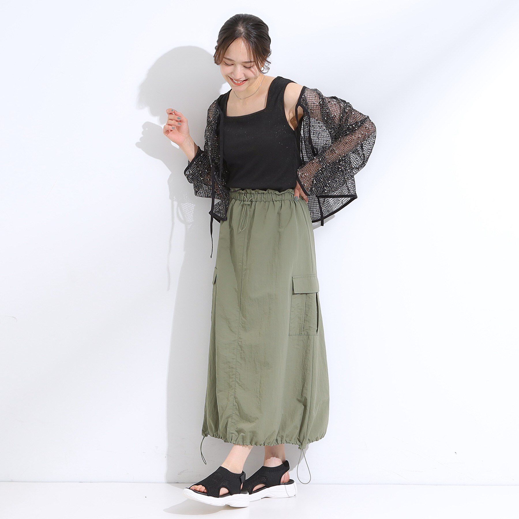 SHOO･LA･RUE「【S-LL】デコルテラインをきれいに魅せる ラメテレコタンクトップ」|キャミソール|