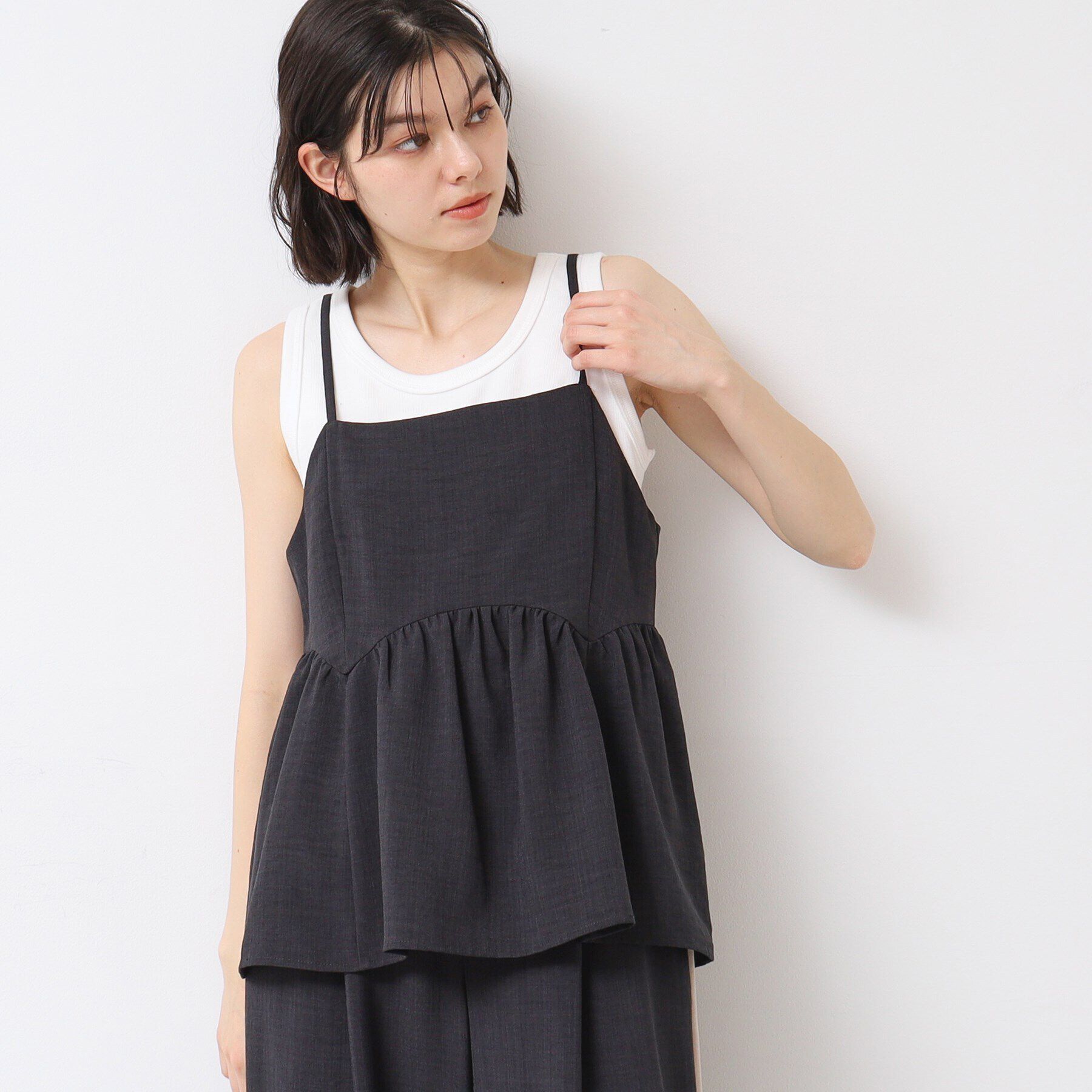 Dessin「【セットアップ可能・洗える】切り替えギャザー入りキャミソール」|キャミソール|
