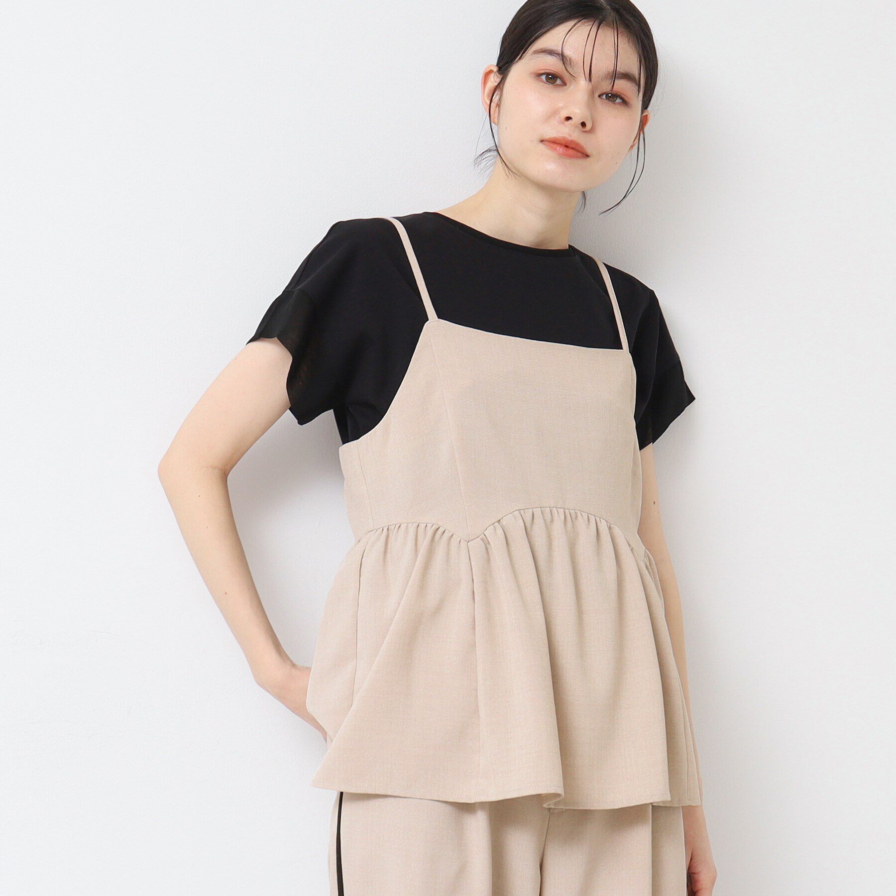 Dessin「【セットアップ可能・洗える】切り替えギャザー入りキャミソール」|キャミソール|