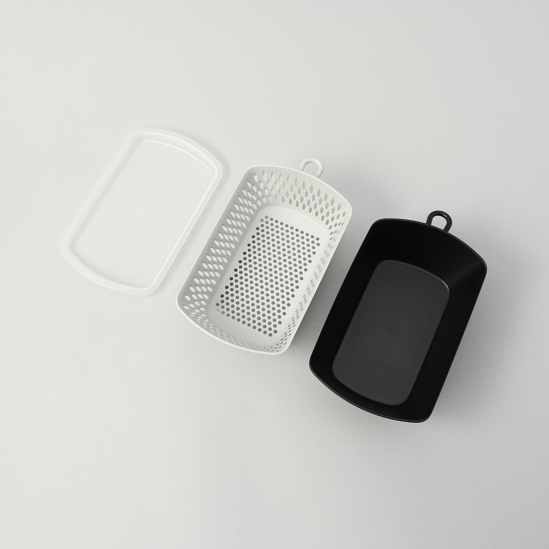 212 KITCHEN STORE「フタ付き チリトリ ザルボウル カク BK」|食器・キッチングッズ|