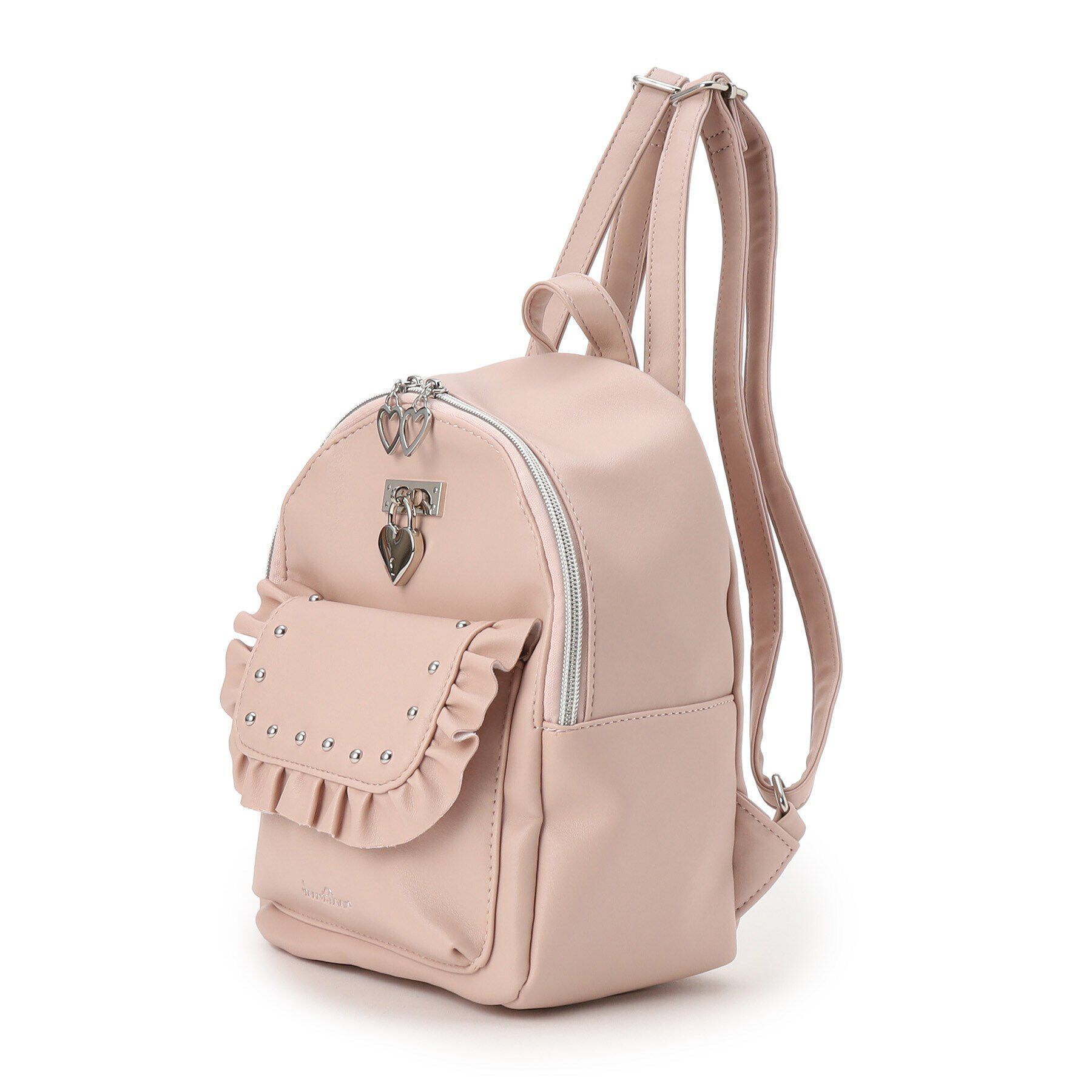 Ober Tashe「量産地雷 スタッズ南京錠付きフリルハートミニリュック」|リュック|