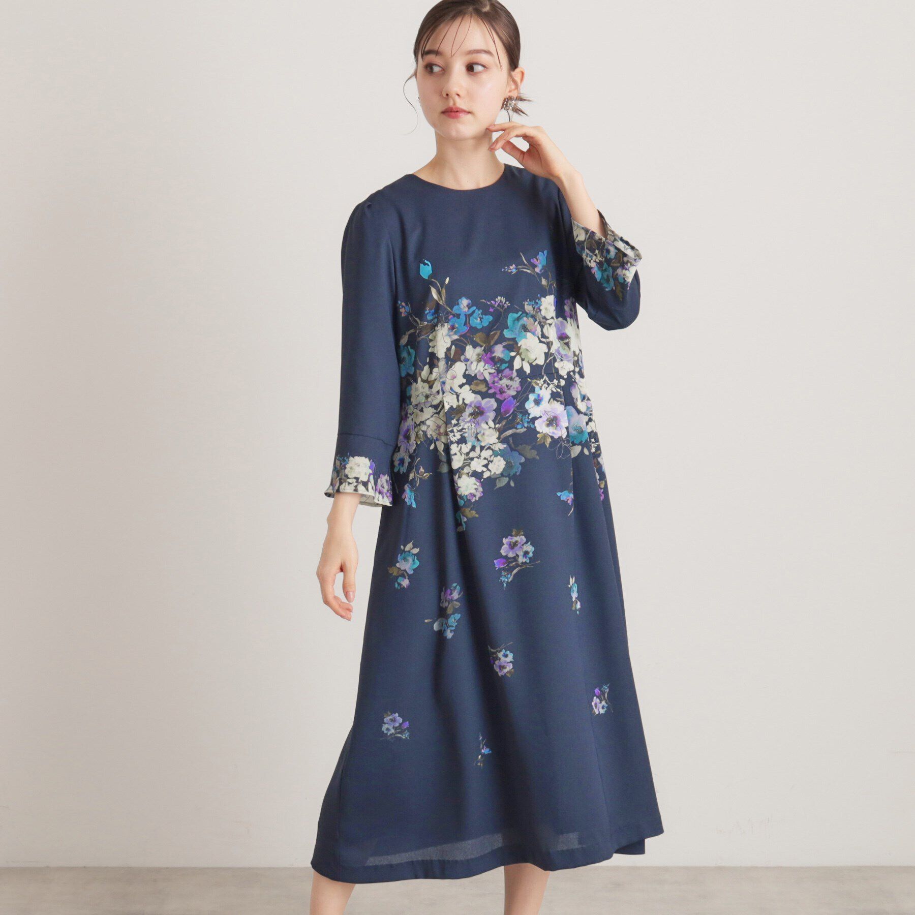 SunaUna「【着るだけでスタイルアップ／&yours project】パネルプリントワンピース」|ワンピース|ネイビー(194)