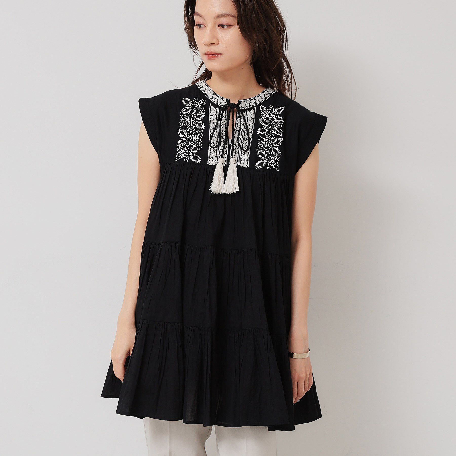 SunaUna「【刺繍／インド綿】ティアードブラウス」|チュニック|