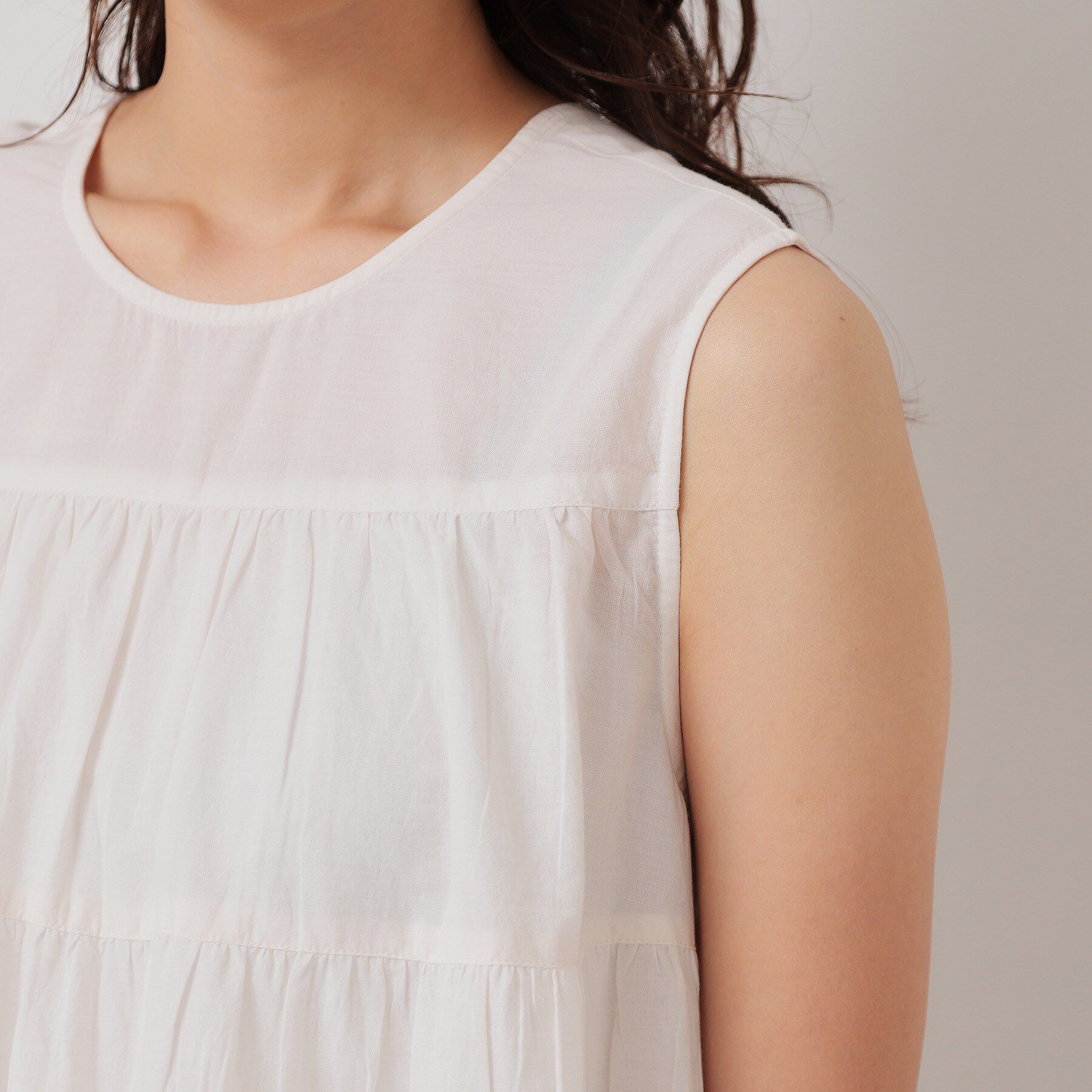 SunaUna「【裾スカラ刺繍／綿ボイル】ティアードブラウス」|シャツ・ブラウス|