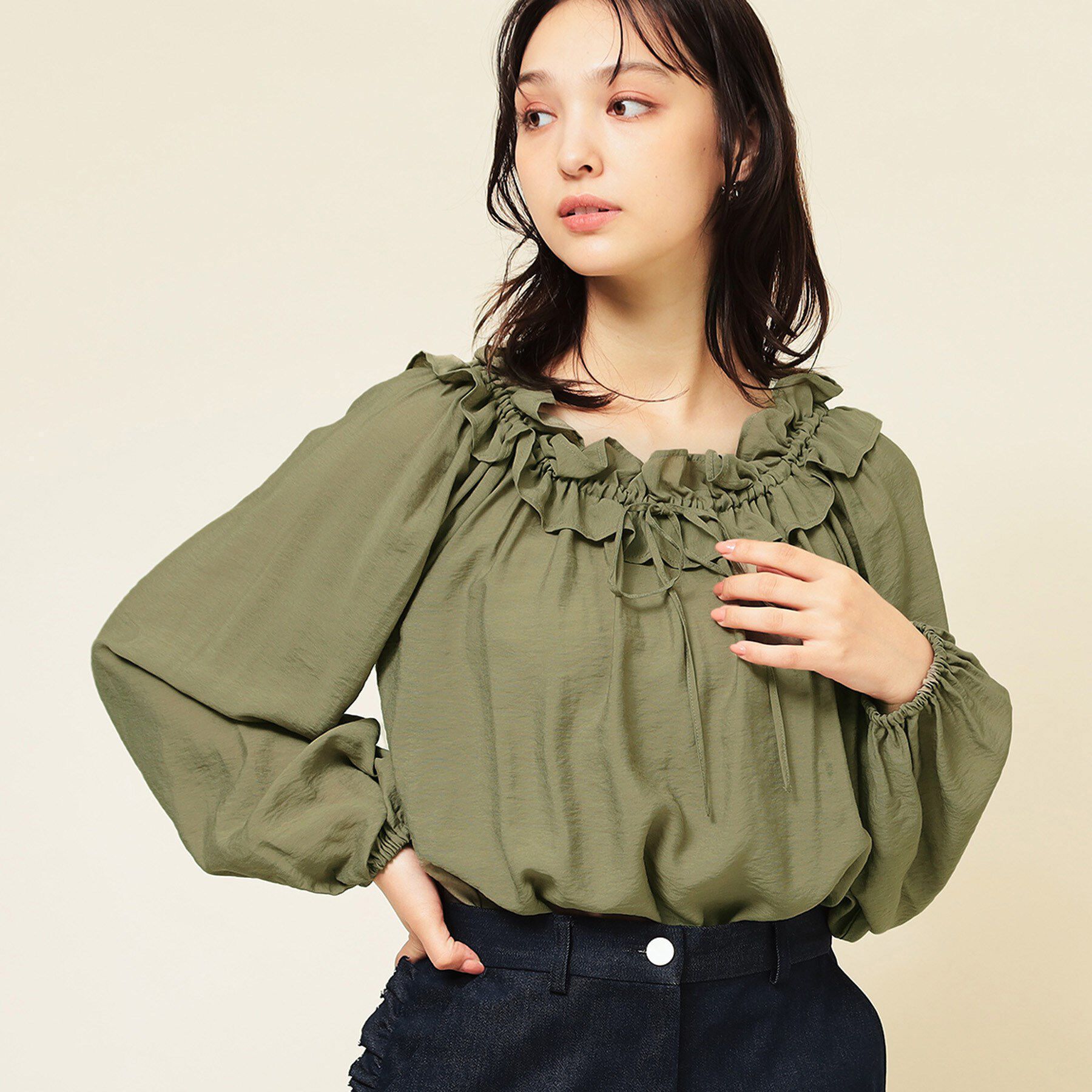 SunaUna「【衿フリル／衿調節可】リボンブラウス」|シャツ・ブラウス|