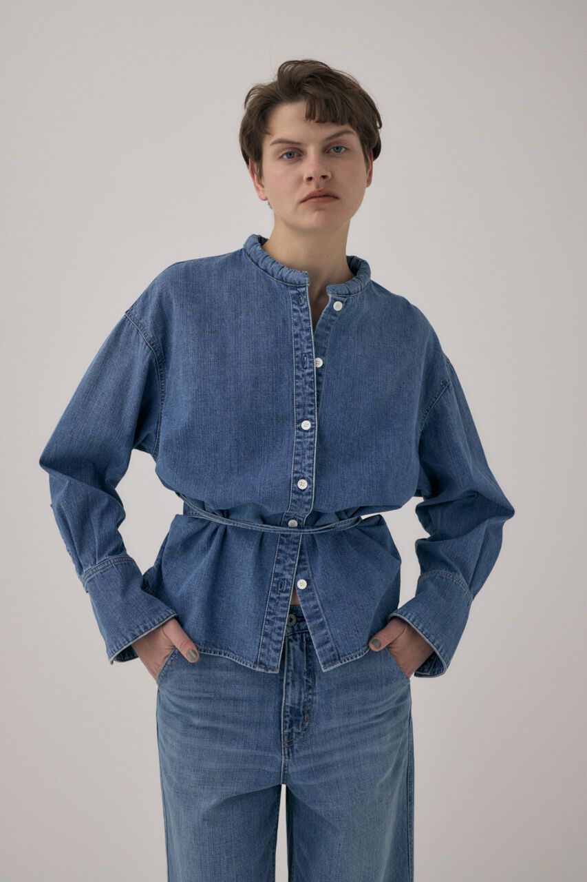 MOUSSY「オーガニックコットンデニムスタンドカラーシャツ」|Tシャツ・カットソー|