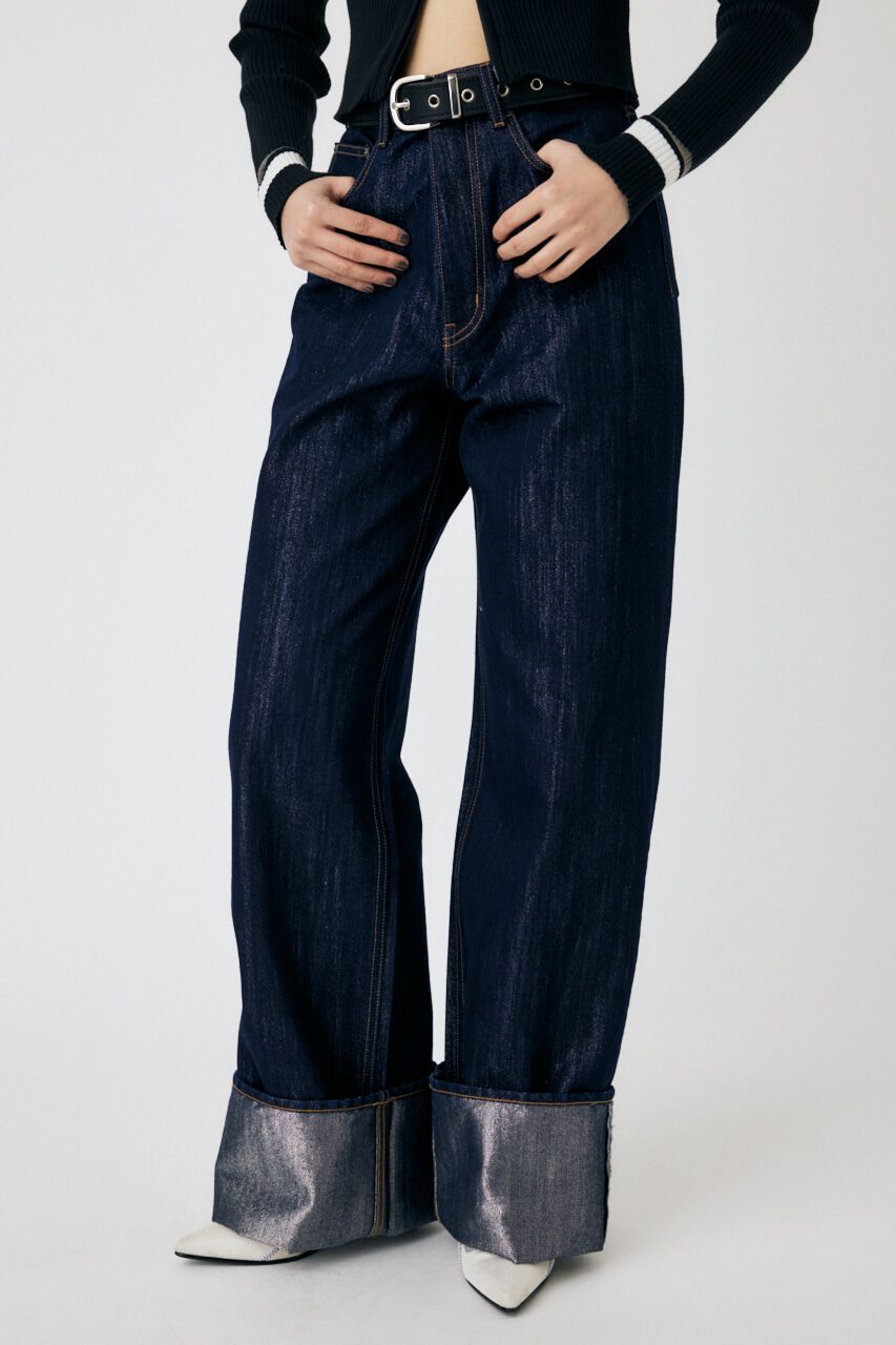 MOUSSY「GLITTER DENIM WIDE STRAIGHT」|デニム|