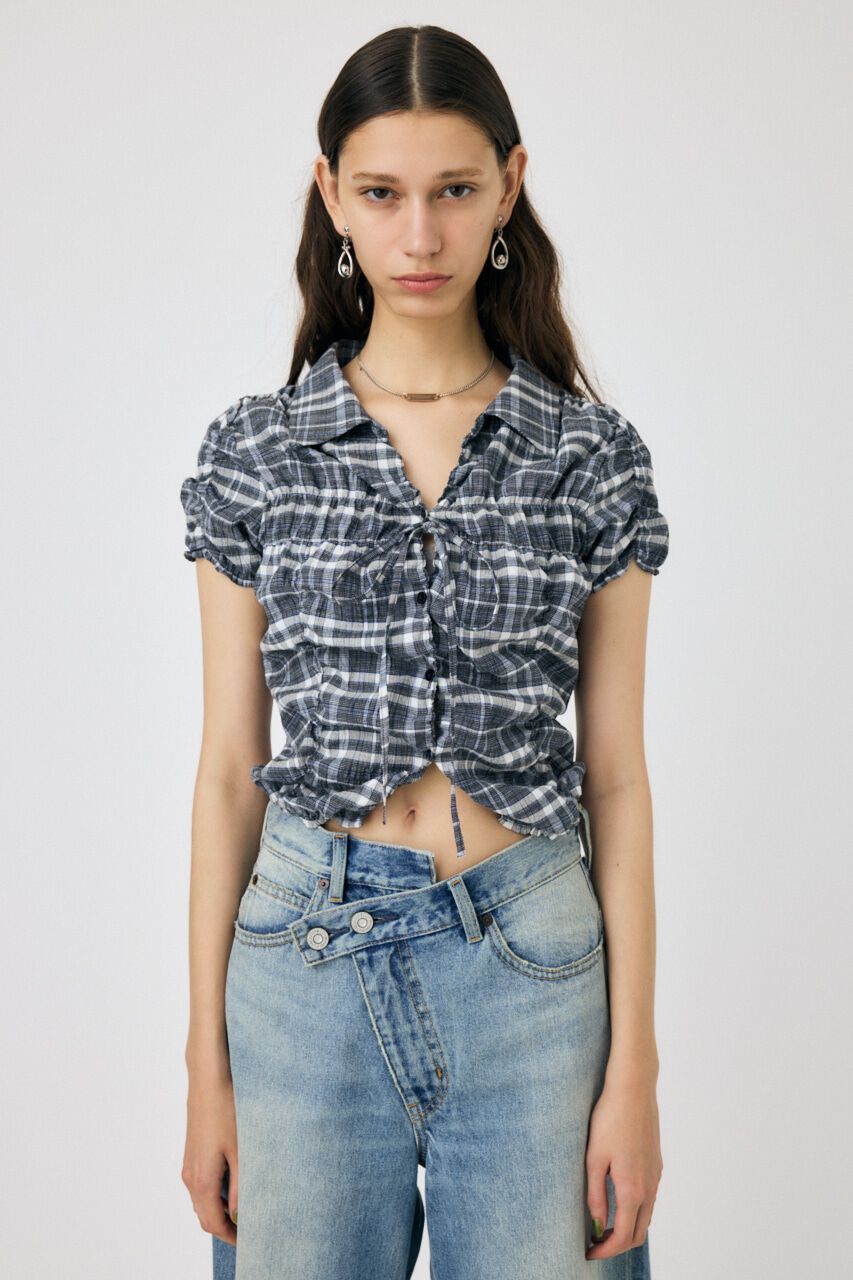 MOUSSY「SHIRRING RIBBON シャツ」|シャツ・ブラウス|