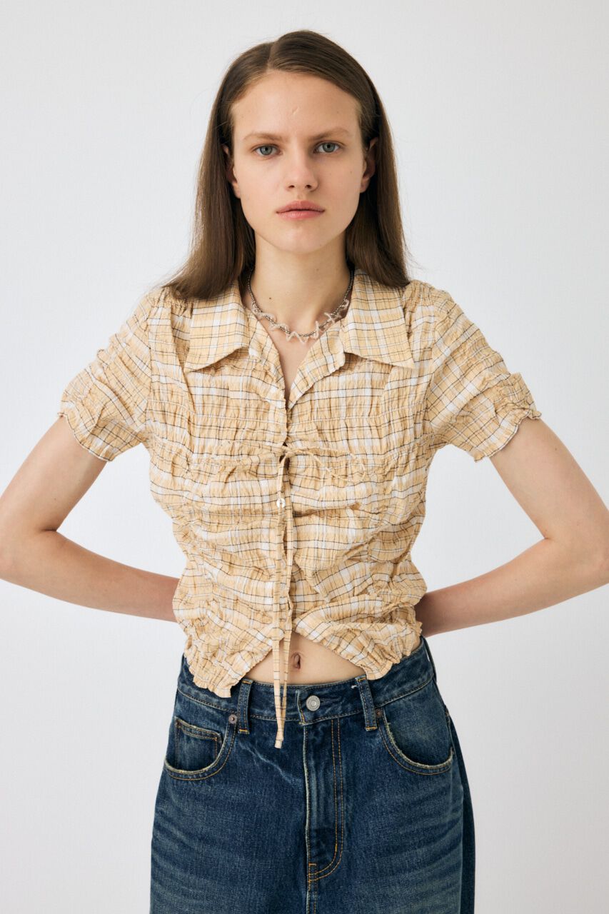 MOUSSY「SHIRRING RIBBON シャツ」|シャツ・ブラウス|