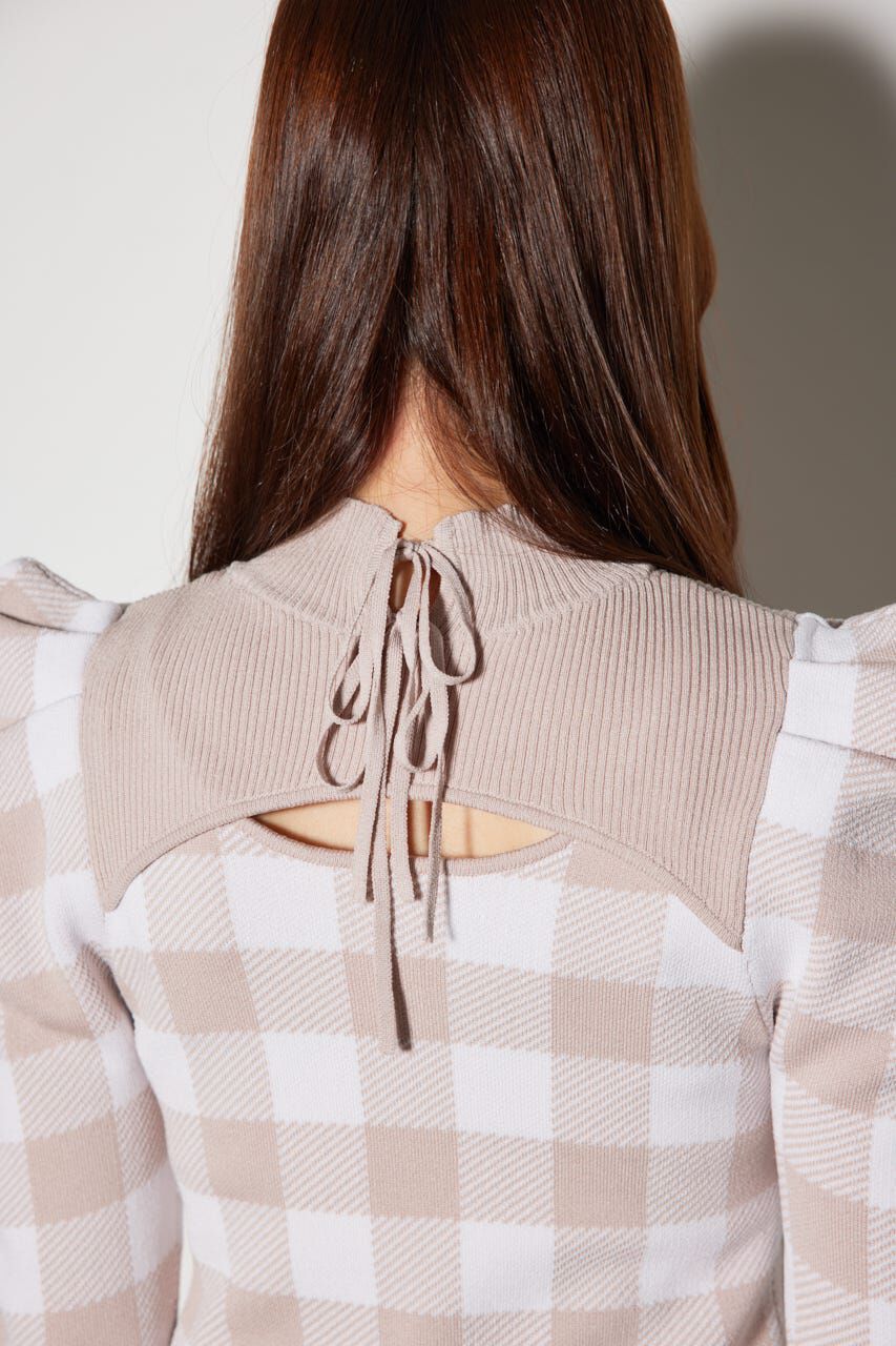 rienda「ギンガムジャガードタイトニットワンピース」|ワンピース|