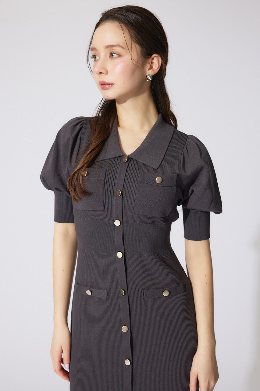 rienda「パフスリーブニットタイトワンピース」|ワンピース|