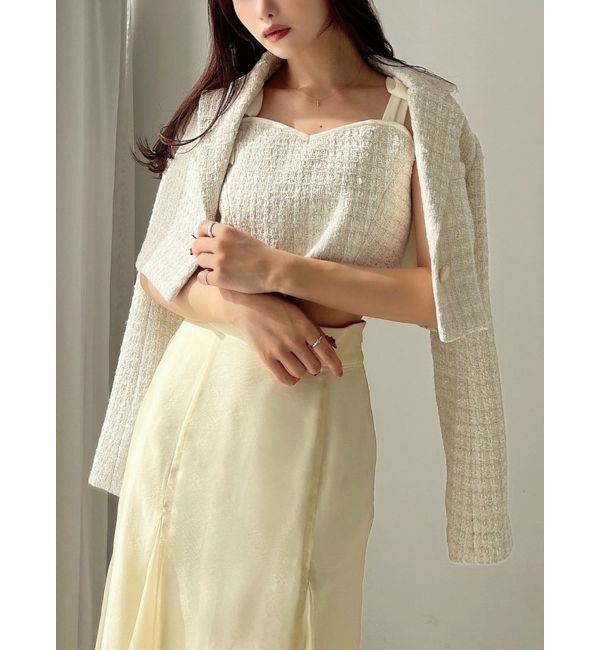 RESEXXY「ショルダーリボンツイードビスチェ【セットアップ着用可能】」|キャミソール|アイボリー