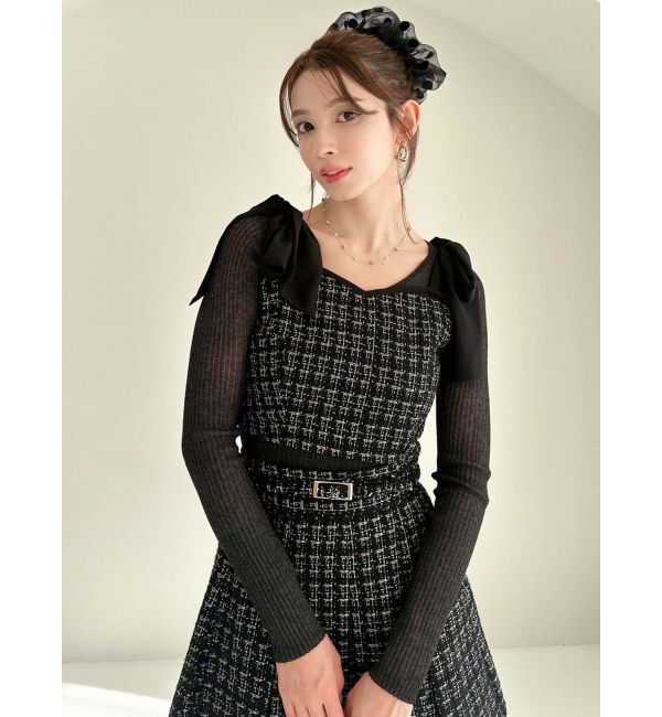 RESEXXY「ショルダーリボンツイードビスチェ【セットアップ着用可能】」|キャミソール|