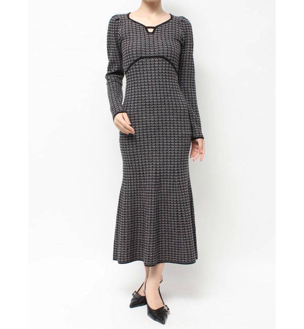 RESEXXY「【WEB限定】バイカラーツイードニットワンピース」|ワンピース|