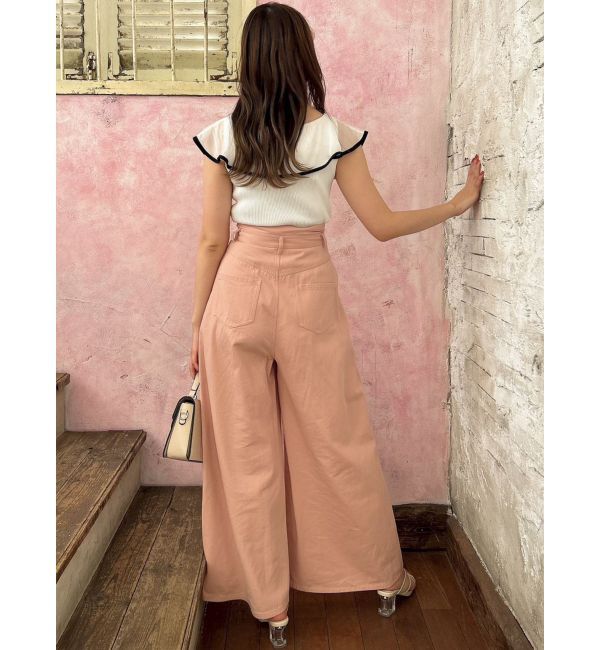 dazzlin「ダブルハイウエストワイドデニムパンツ」|デニム|