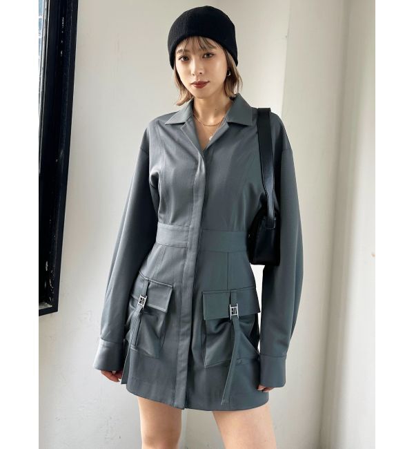 EMODA「Wポケットオープンカラーワンピース」|ワンピース|