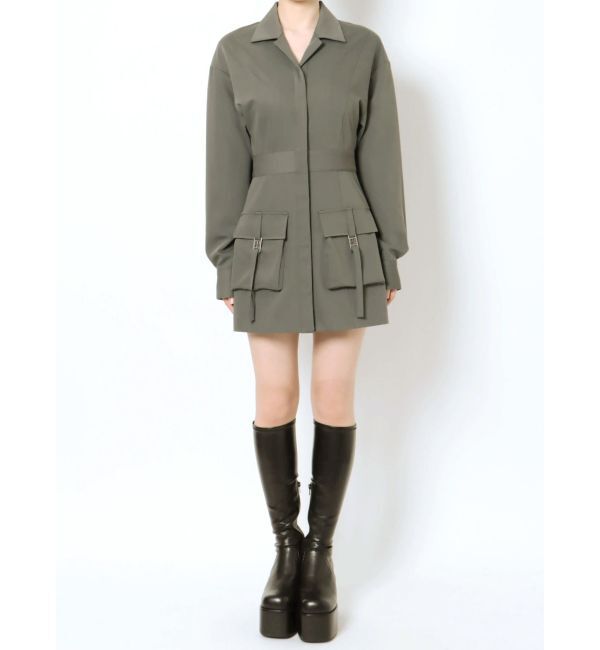 EMODA「Wポケットオープンカラーワンピース」|ワンピース|