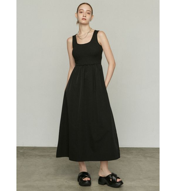 EMODA「ナイロンドッキングニットワンピース」|ワンピース|ブラック