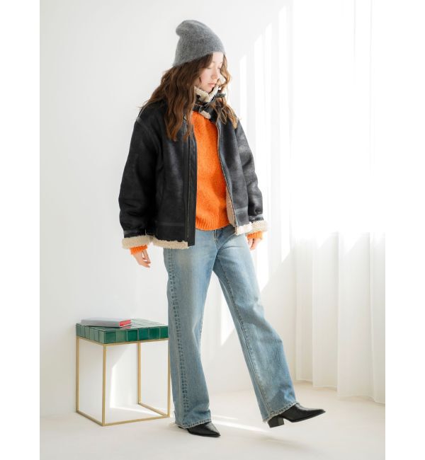 Ungrid「フェイクムートンボアブルゾン」|ブルゾン・スタジャン|