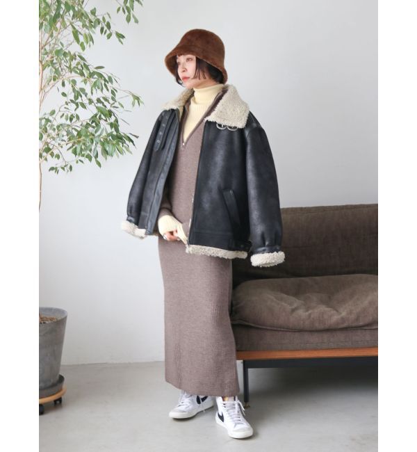 Ungrid「フェイクムートンボアブルゾン」|ブルゾン・スタジャン|