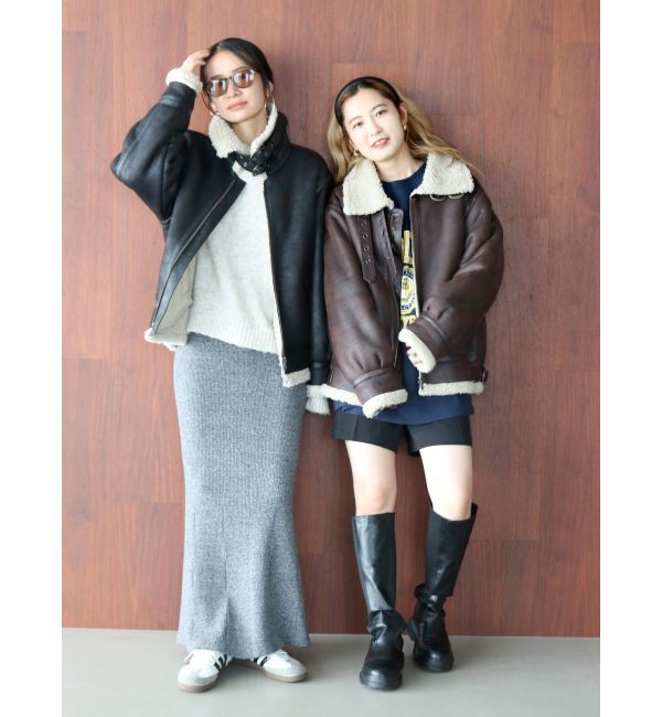 Ungrid「フェイクムートンボアブルゾン」|ブルゾン・スタジャン|