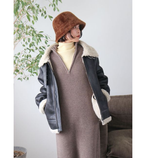 Ungrid「フェイクムートンボアブルゾン」|ブルゾン・スタジャン|