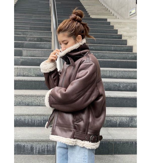 Ungrid「フェイクムートンボアブルゾン」|ブルゾン・スタジャン|