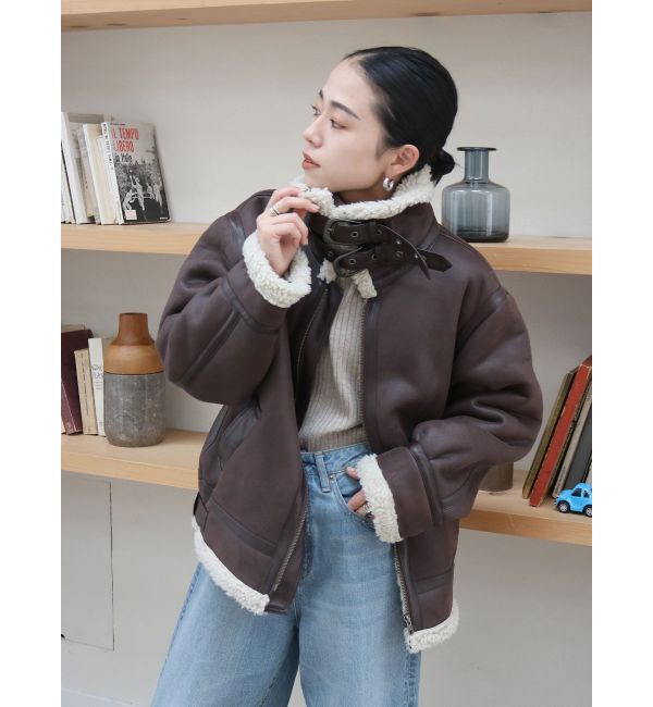 Ungrid「フェイクムートンボアブルゾン」|ブルゾン・スタジャン|