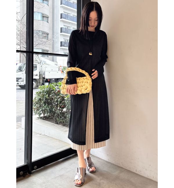 LAGUNAMOON「シアーロングスリットプルオーバー」|ニット・セーター|ブラック