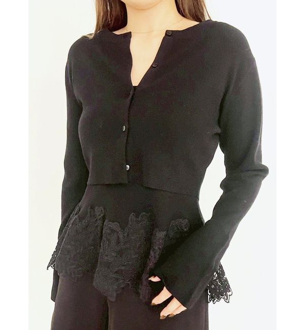 LAGUNAMOON「レースペプラムニットアンサンブル」|ニット・セーター|ブラック