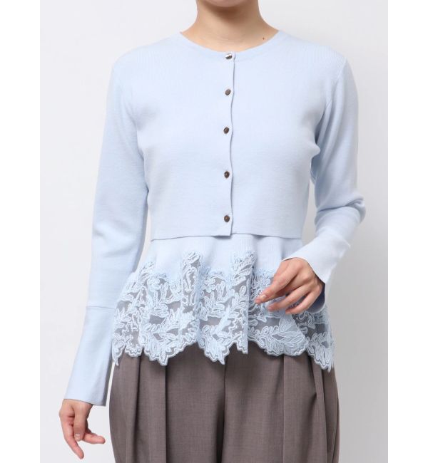 LAGUNAMOON「レースペプラムニットアンサンブル」|ニット・セーター|アイスブルー