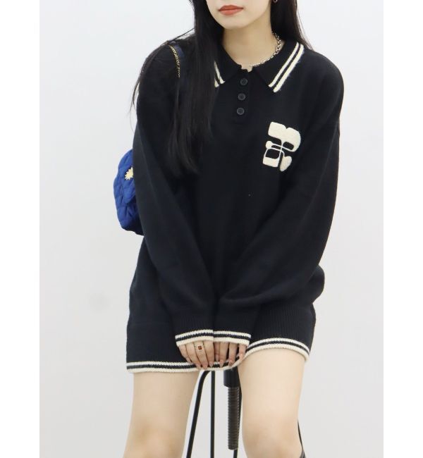 EVRIS「ワンポイントポロニットトップス」|ニット・セーター|