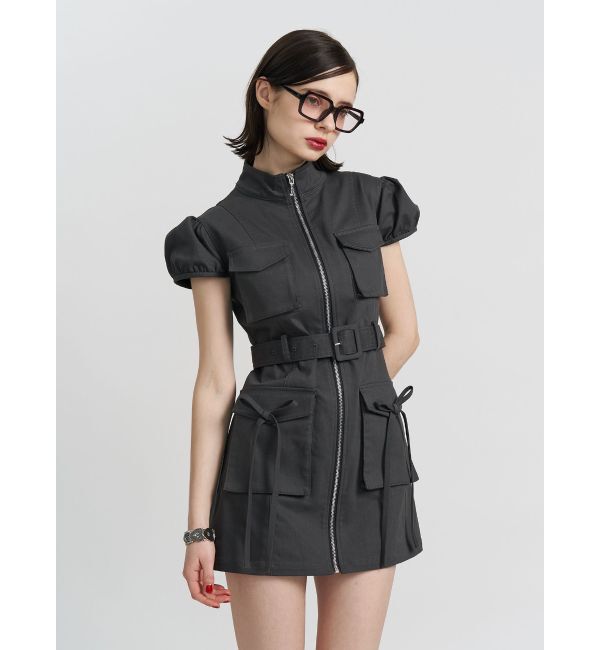 jouetie「ミリタリーZIPミニワンピース」|ワンピース|ブラック