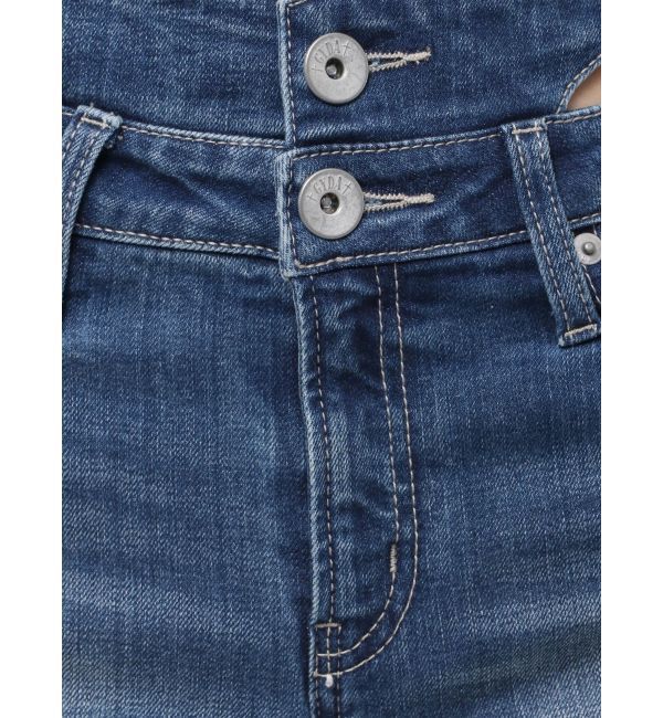 GYDA「ハイウエストSIDE BELT CUTデザインフレアデニムパンツ」|デニム|