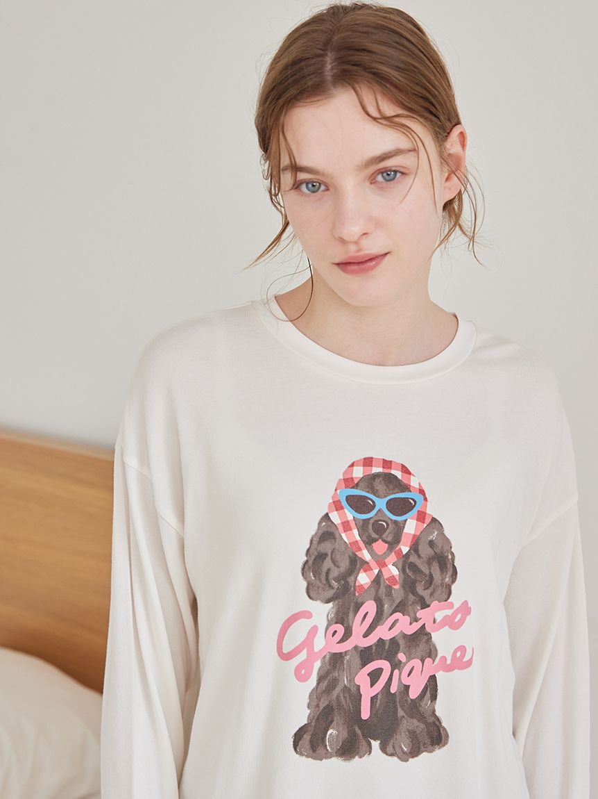 gelato pique「スカーフDOGワンポイントロンT」|ルームウェア|