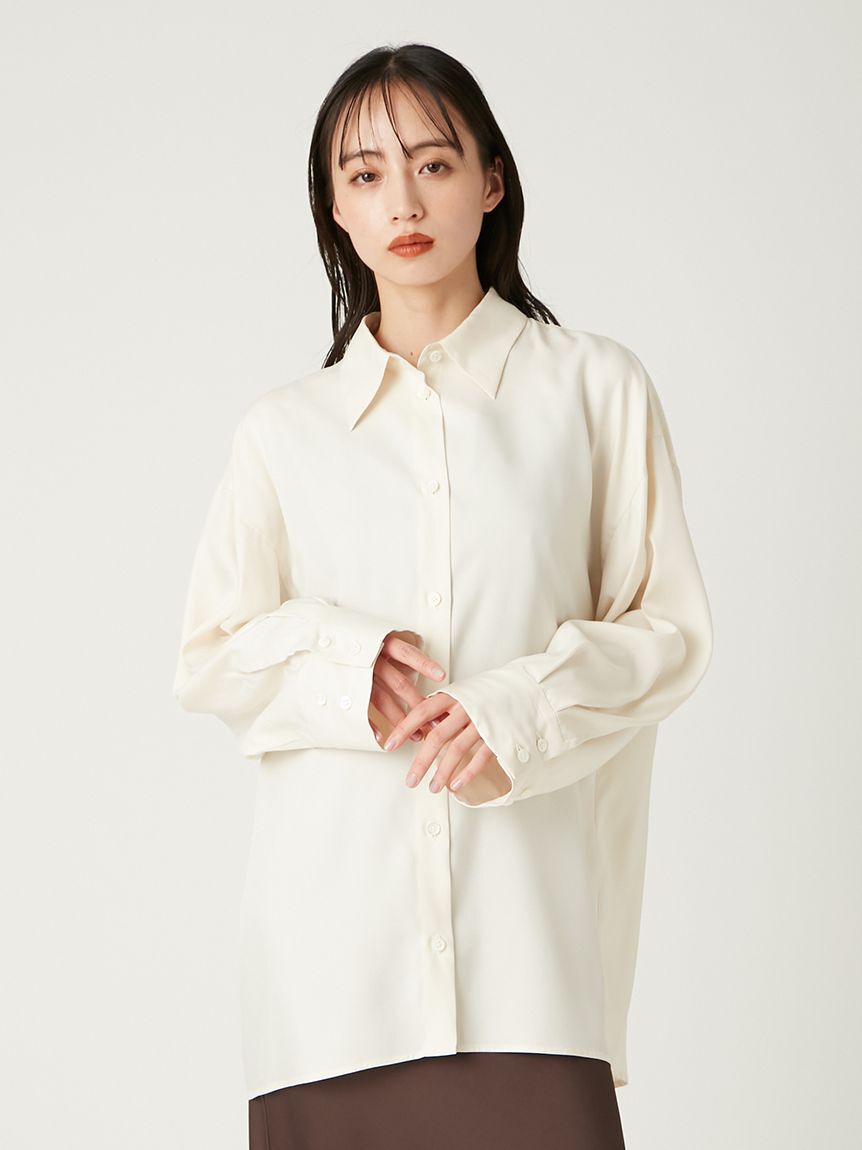 FRAY I.D「ウォッシャブルクールサテンシャツ／ウォッシャブル・接触冷感」|シャツ・ブラウス|