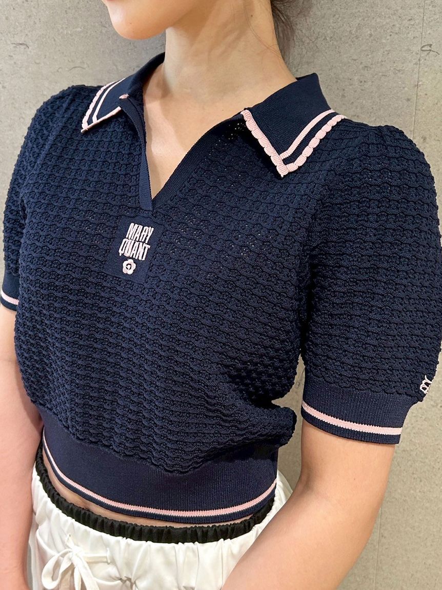 LILY BROWN「【LILY BROWN&times;MARY QUANT】シアーポロニットトップス」|ニット・セーター|