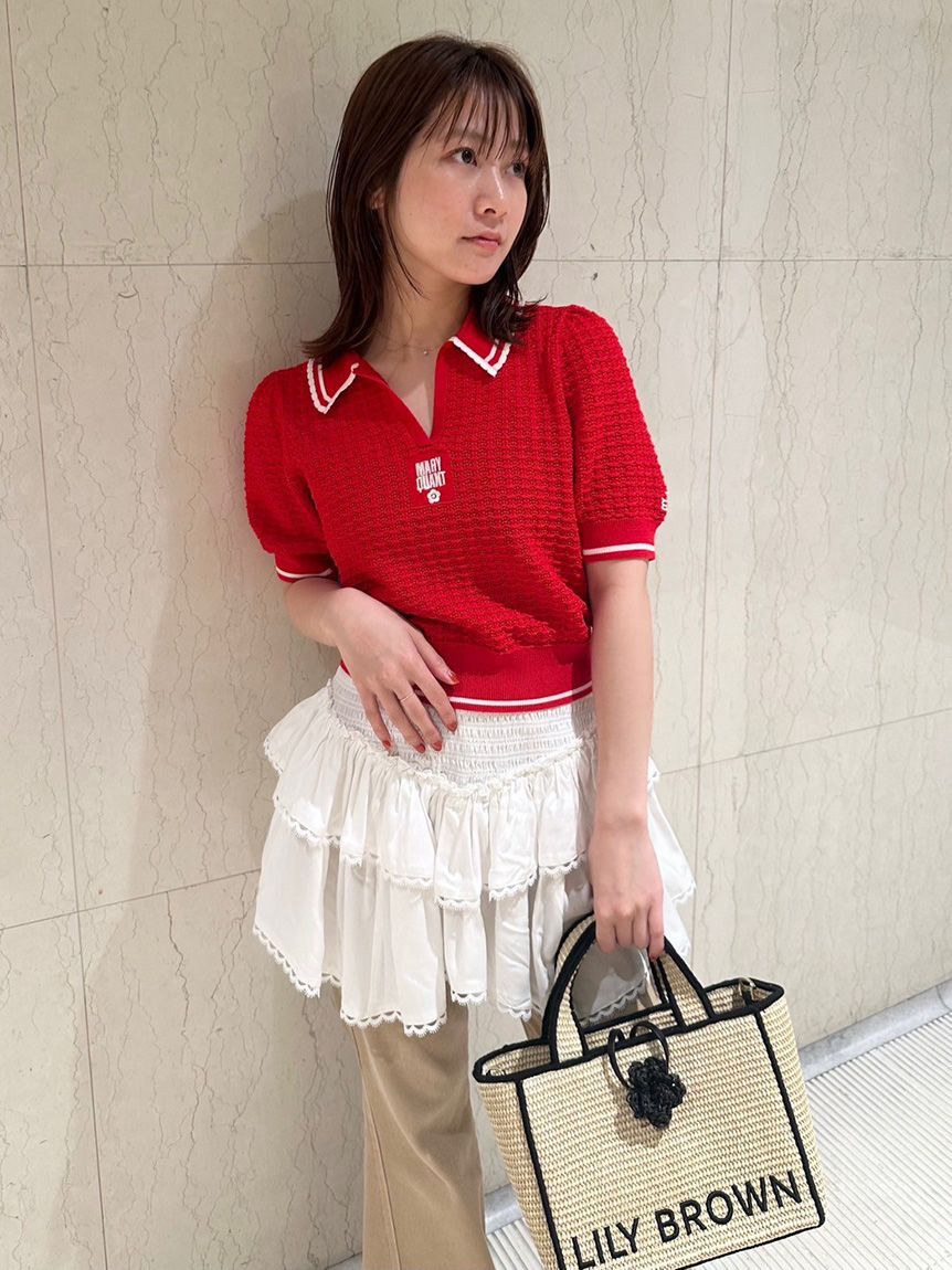 LILY BROWN「【LILY BROWN&times;MARY QUANT】シアーポロニットトップス」|ニット・セーター|