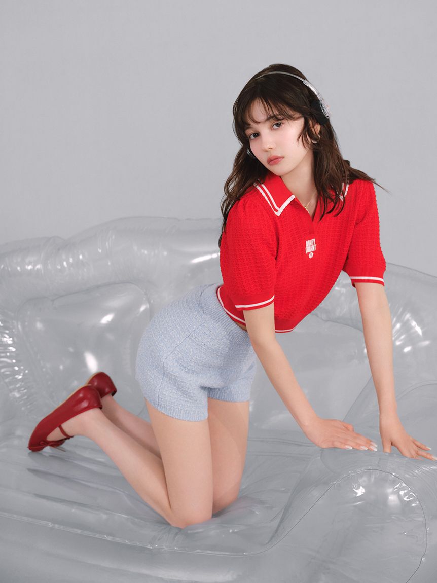 LILY BROWN「【LILY BROWN&times;MARY QUANT】シアーポロニットトップス」|ニット・セーター|